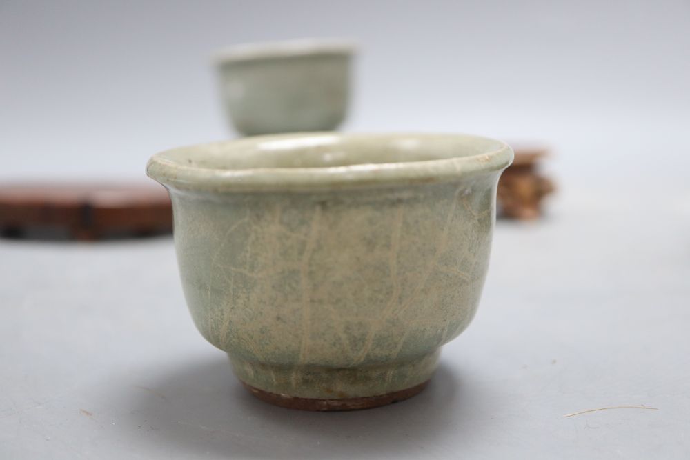 Two Chinese Longquan celadon cups, Yuan-Ming Dynasty